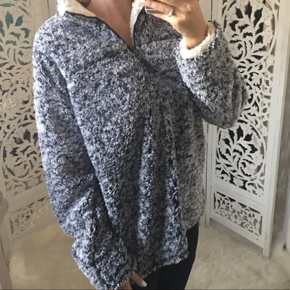 Two Tone Fuzzy Pullover Sweater - Picture 7 of 7